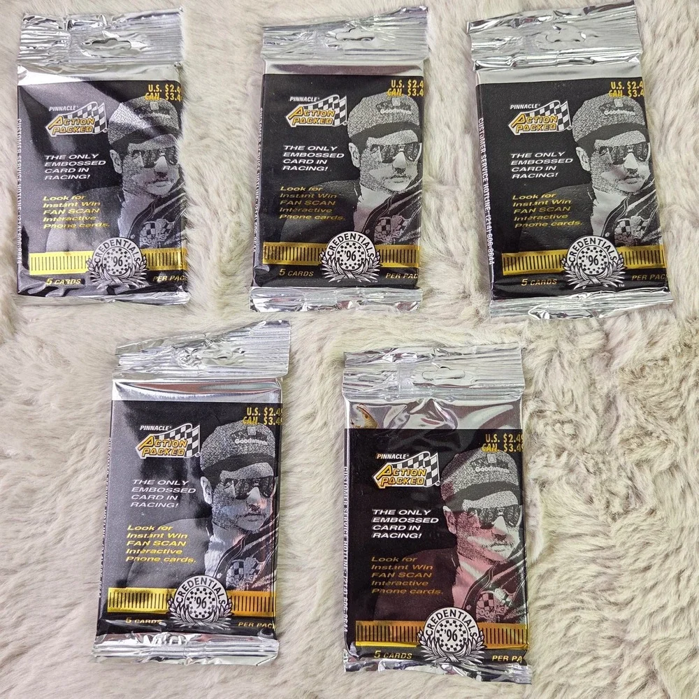 Lot 5 1996 Pinnacle Action Packed Credentials Racing Card Packs Dale Earnhardt